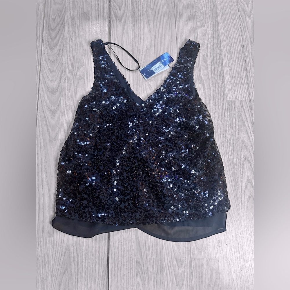 NWT Women’s Black Sequin Tank Top - Picture 2 of 8